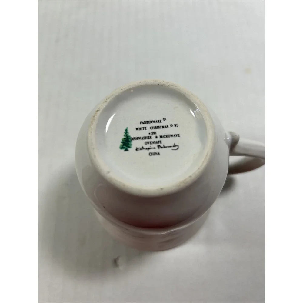 FARBERWARE‎ - WHITE CHRISTMAS - VINTAGE 1995 HOLIDAY Coffee Tea Cups Set 2